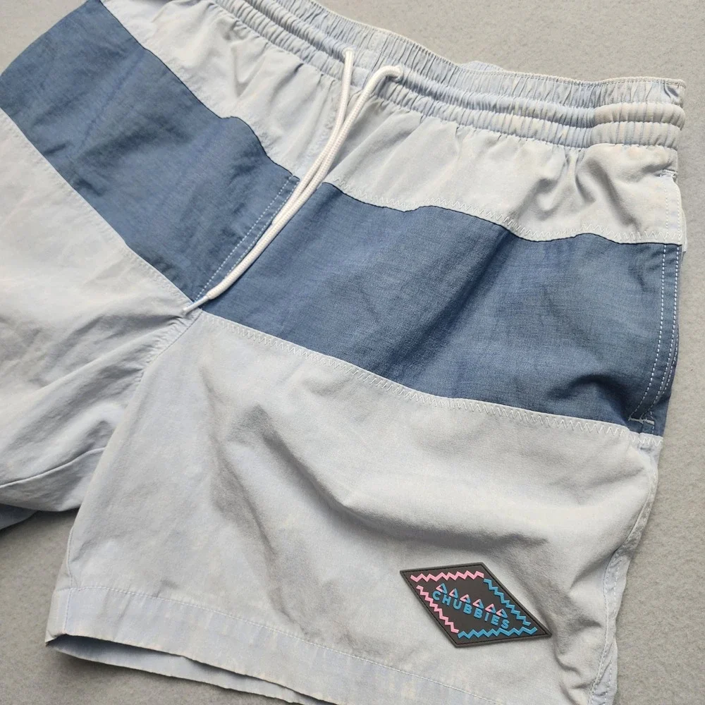 Chubbies Mens Blue Vintage wash Swim Trunks 5.5 Inch Inseam Size Medium
